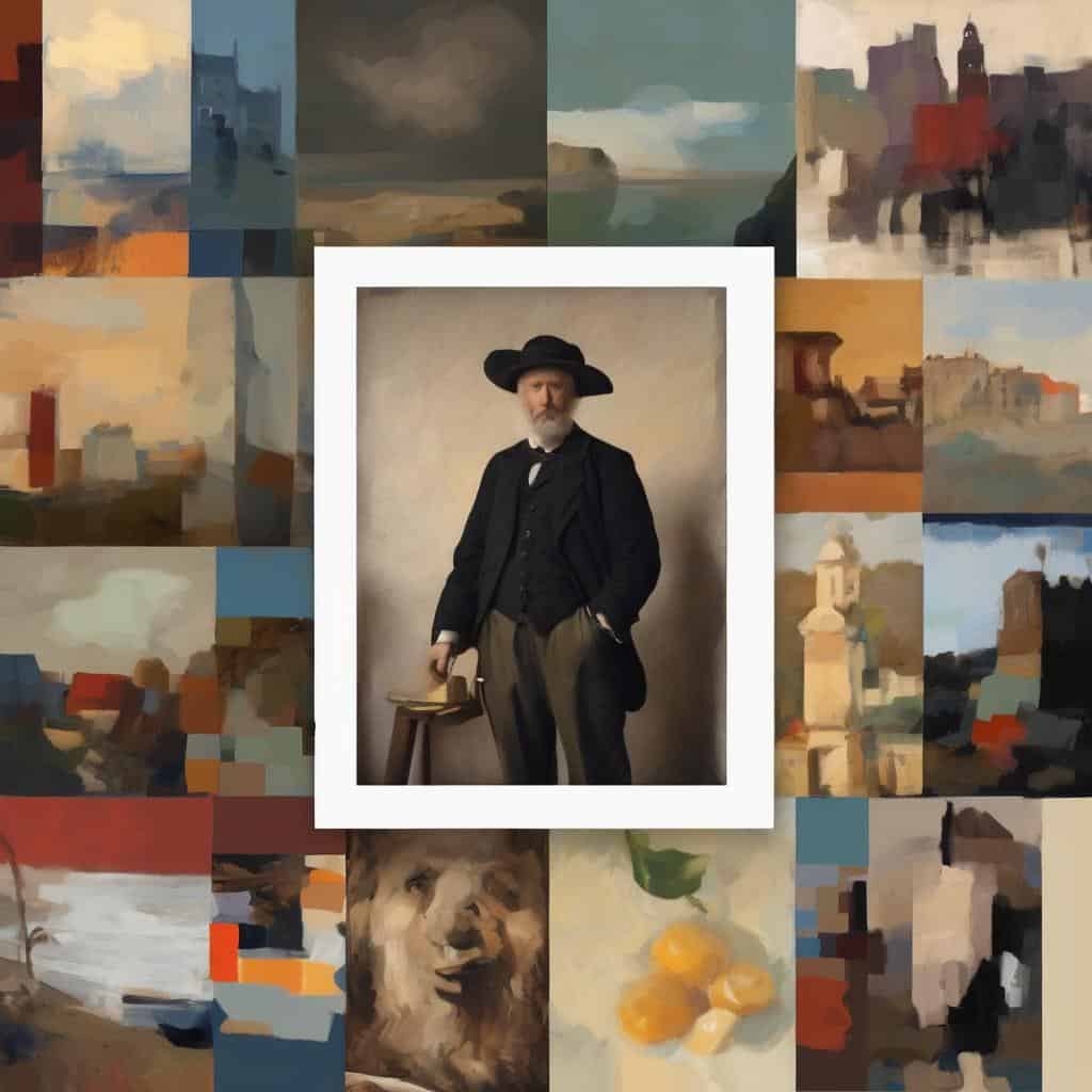 Ανθρώπινη εικόνα καλλιτέχνη με καπέλο και παλιά ενδυμασία, τέχνη σύγχρονων δημιουργών.